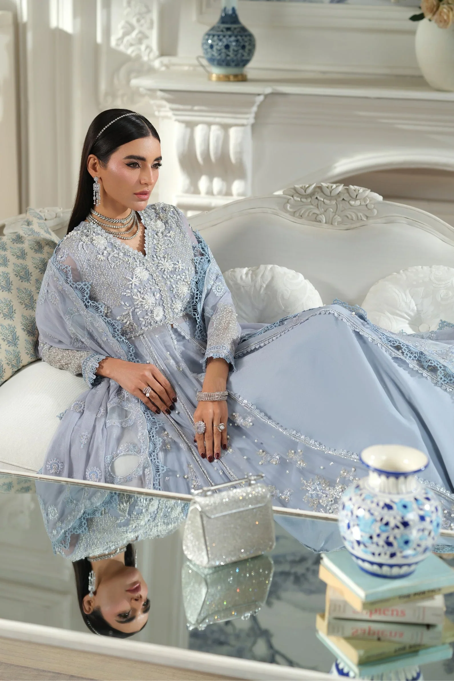MARYAM HUSSAIN MEER EMBROIDERED CHIFFON FALAQ - Image 4