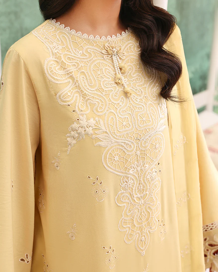 ROHEENAZ VEIL OF SUMMER CHIKANKARI LUMIERE YELLOW - Image 4