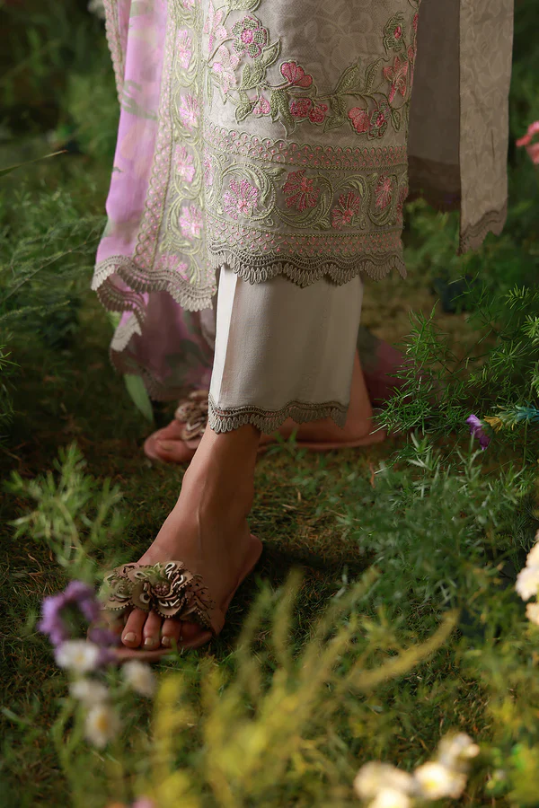 SAHAR MIRHA  EMBROIDERED LAWN IVORY PETALINE - Image 6