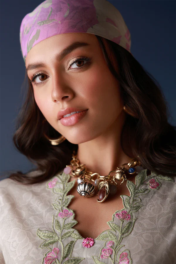 SAHAR MIRHA  EMBROIDERED LAWN IVORY PETALINE - Image 8