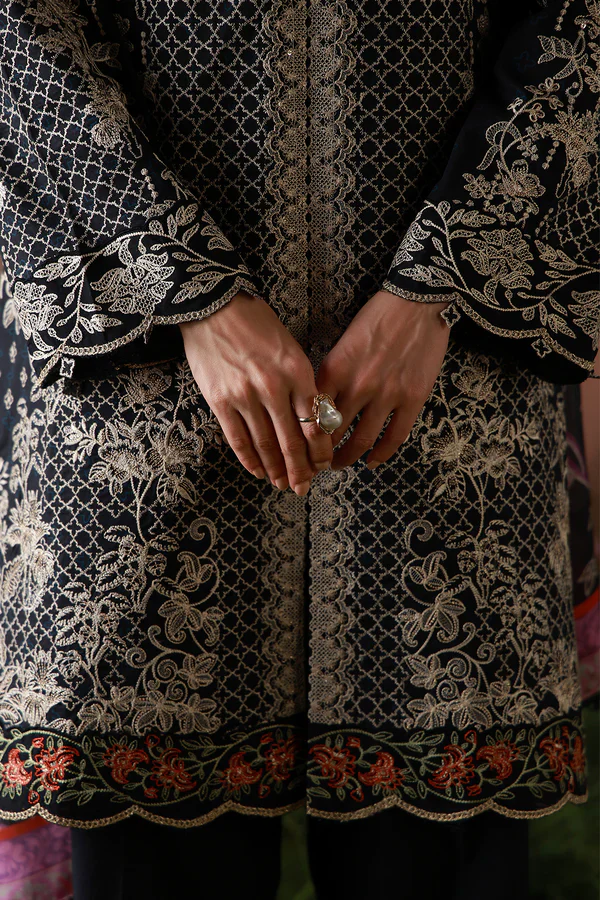 SAHAR MIRHA  EMBROIDERED LAWN NOIR ECRU - Image 9