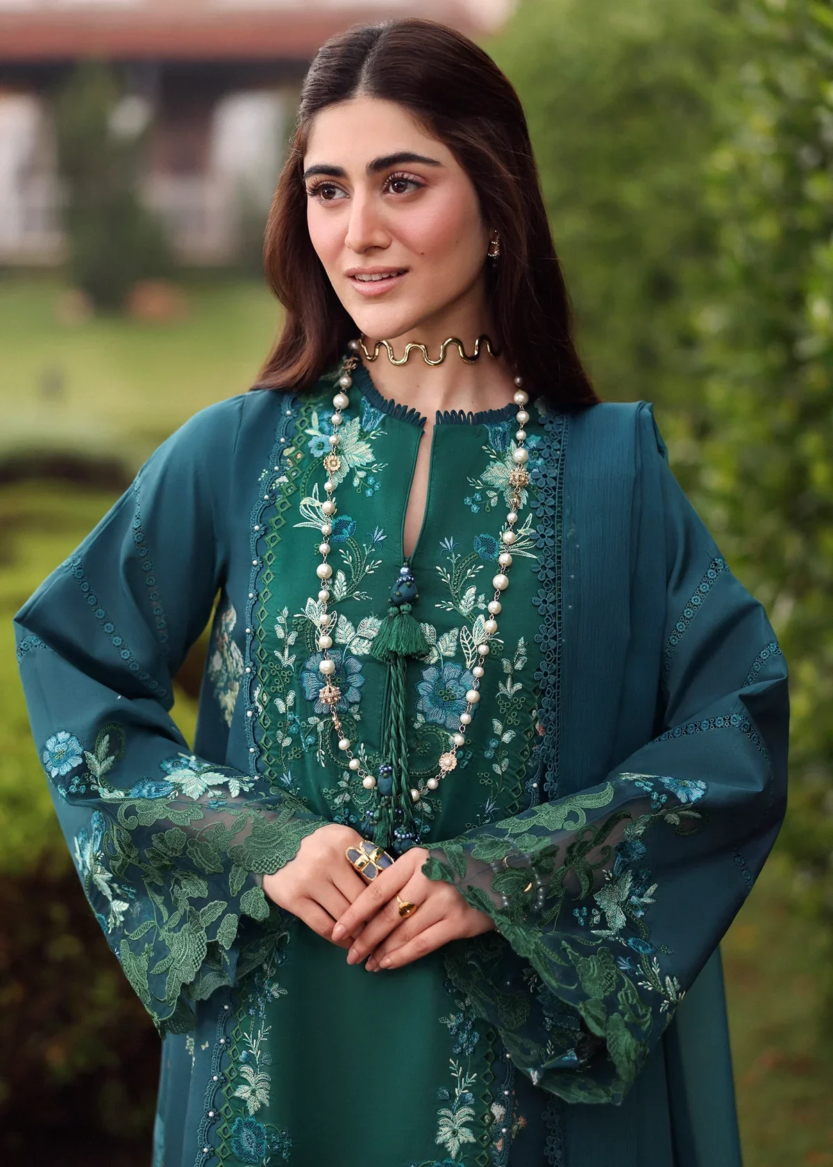 SARDINIA EMBROIDERED LAWN EID HILLSIDE TEAL - Image 3