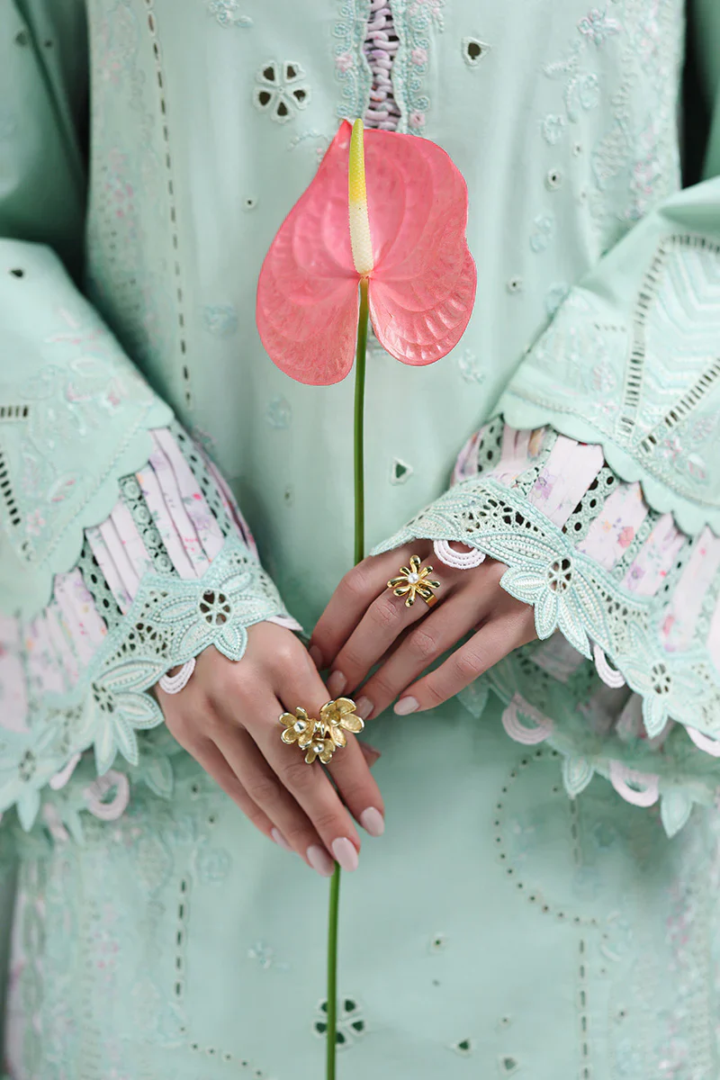 STITCHED BY CC QALAMKAR CHIKANKARI EID EDIT CM-08 3PC - Image 8